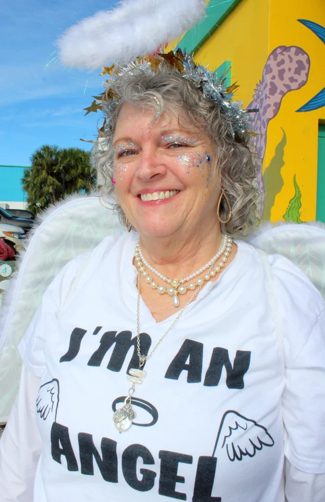 woman wearing angel costume