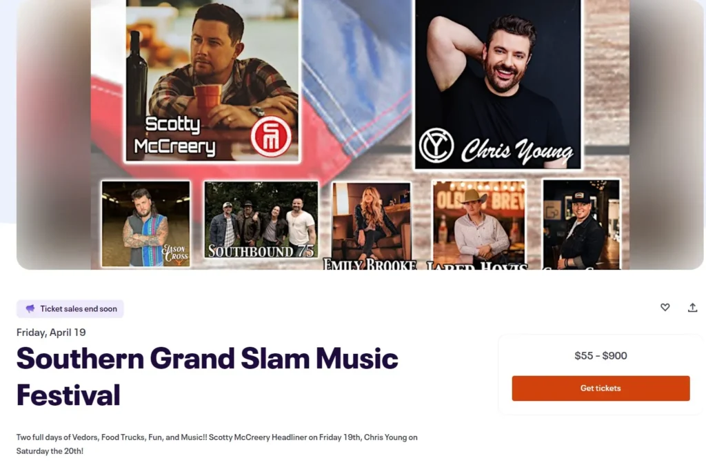Southern Grand Slam Music Festival flyer